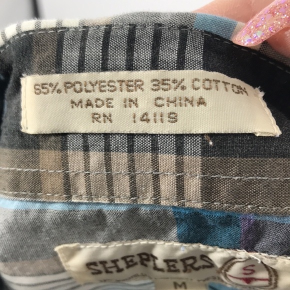 Sheplers Men's Short Sleeve Pearl Snap Button Down Blue & Gray Plaid Size M - Picture 3 of 9